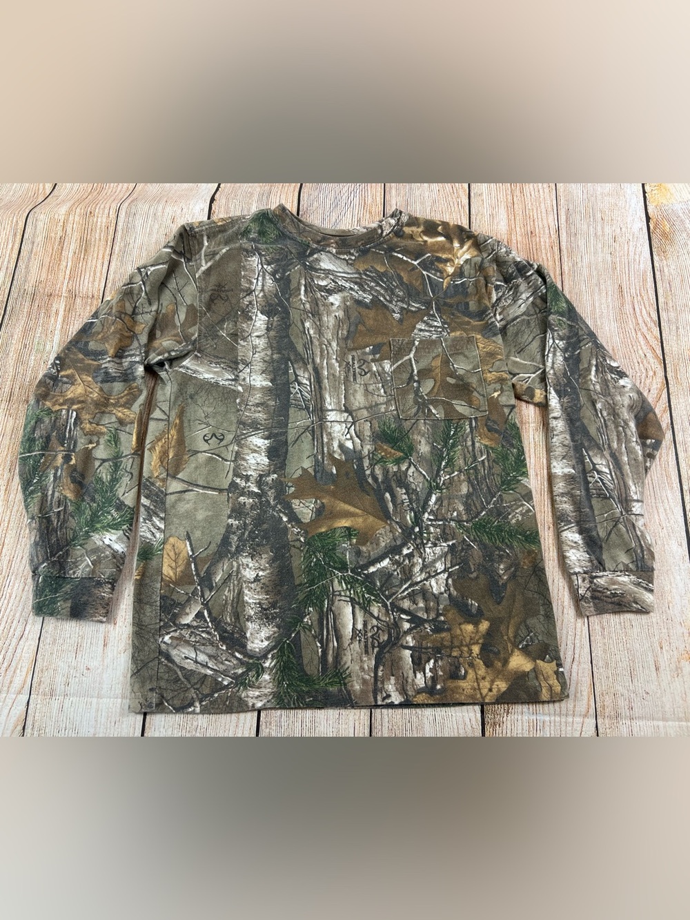 RealTree Camo Longsleeve Pocket T Shirt Youth Size XL 14-16